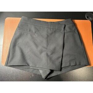 ZARA Black Skort Faux Wrap Mini Skirt Shorts Size Large Business Casual